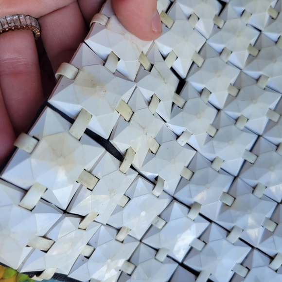 Vintage plasti-square clutch bag rare in white hard to find valuable 1940s